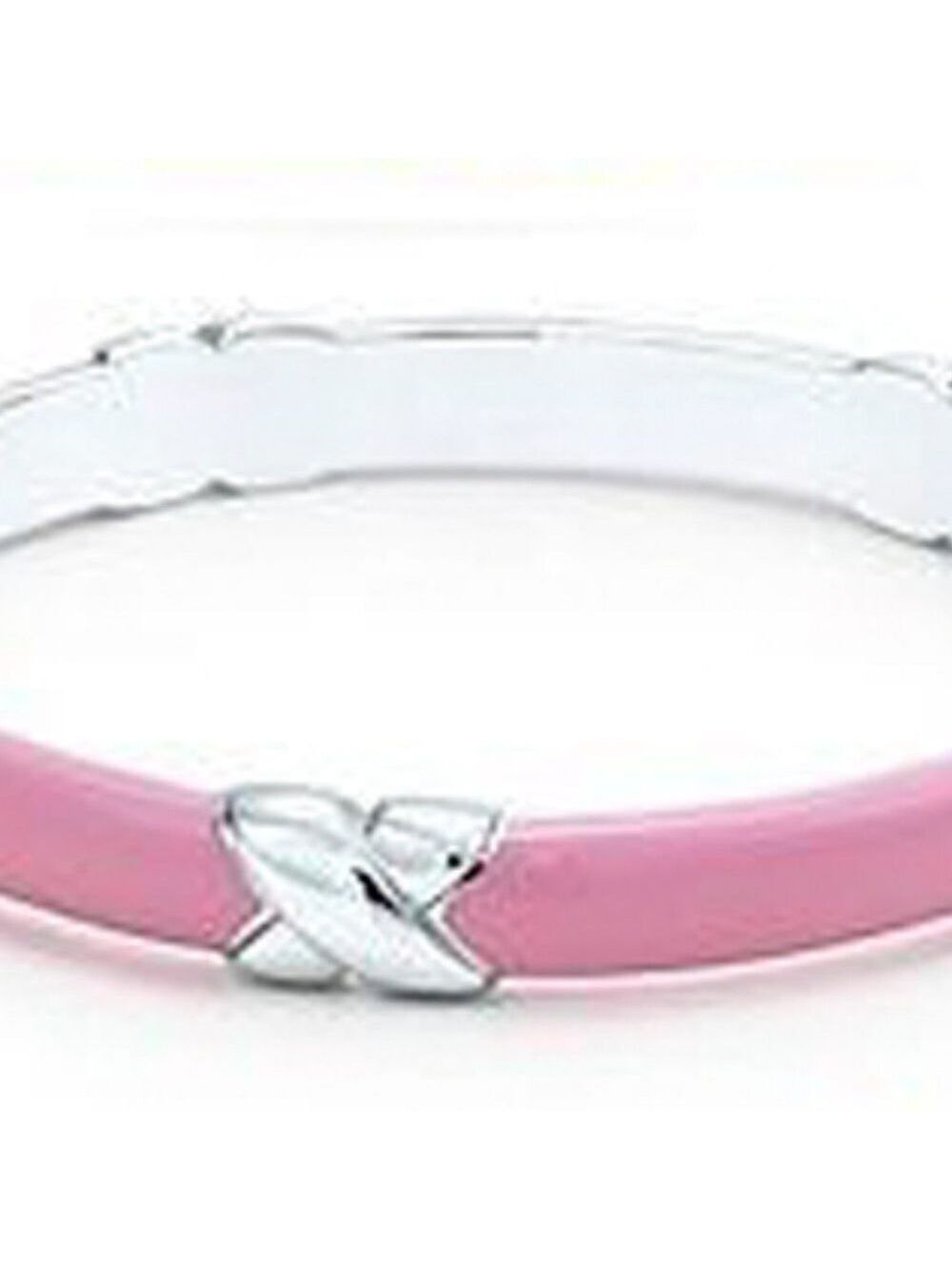 TIFFANY & CO Pink Enamel Wide Med Bangle Bracelet - Picture 5 of 7